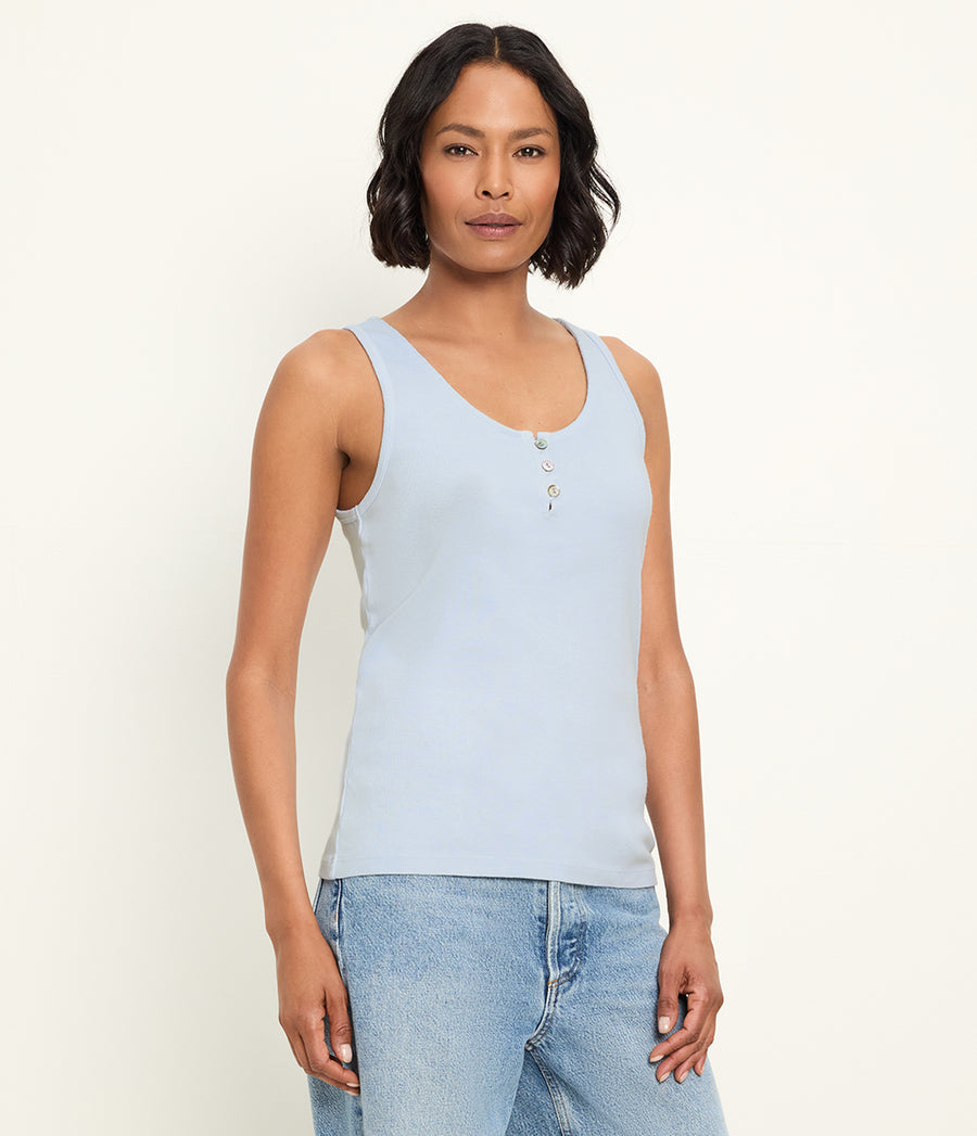 Brandy Henley Tank in SPLASH Blue Side View #SPLASH