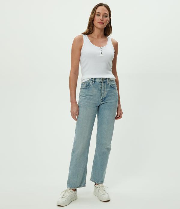 Brandy Henley Tank in White Full Body View #WHITE