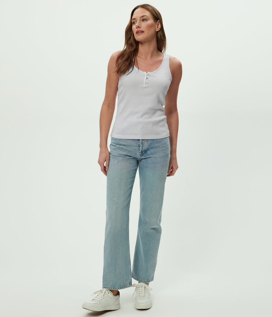 Brandy Henley Tank in ZINC Grey Full Body View #ZINC
