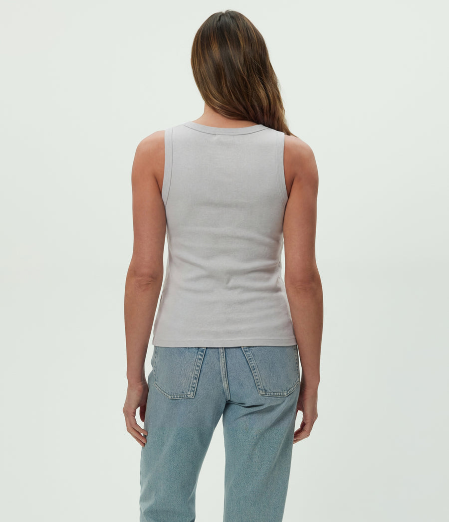 Brandy Henley Tank in ZINC Grey Back View #ZINC