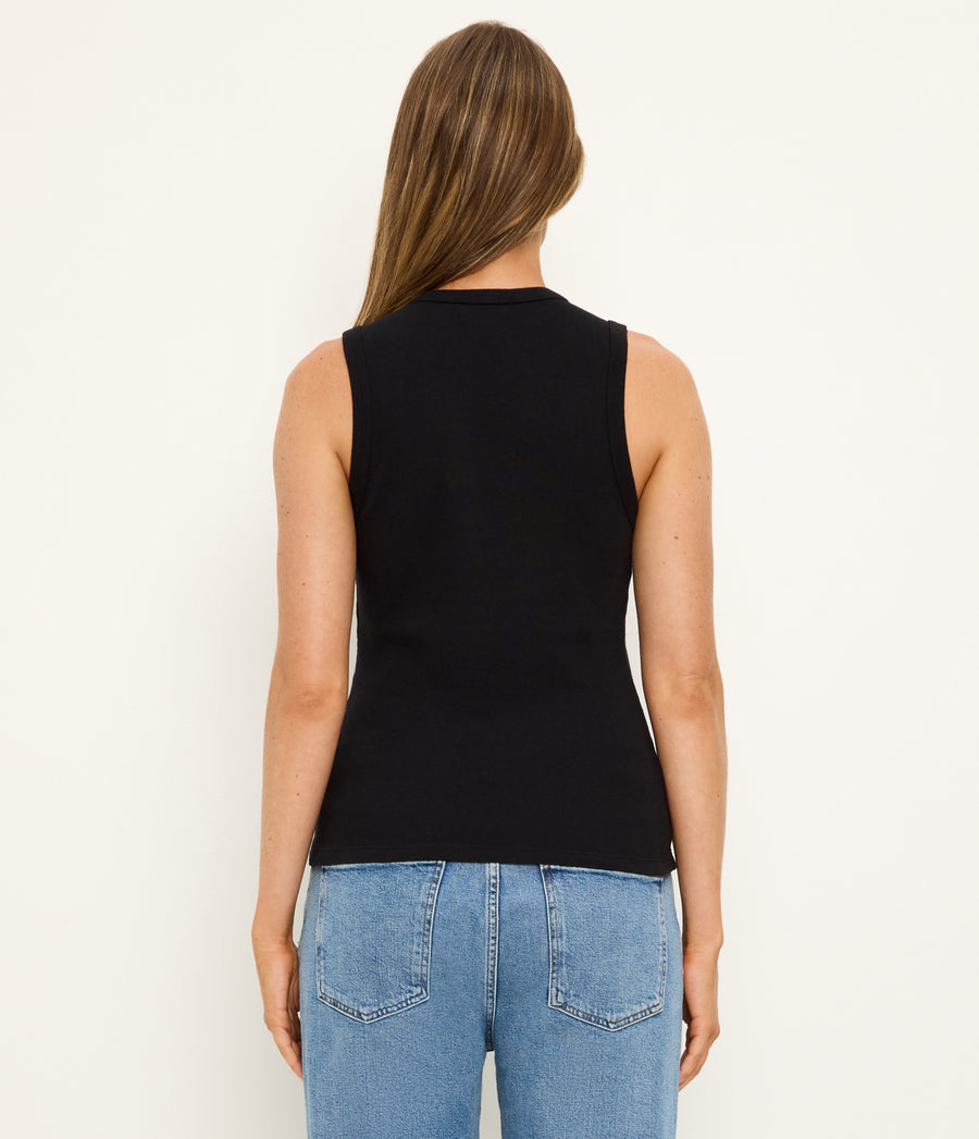 Brynn Scoop Neck Tank in Black Back View  #BLACK