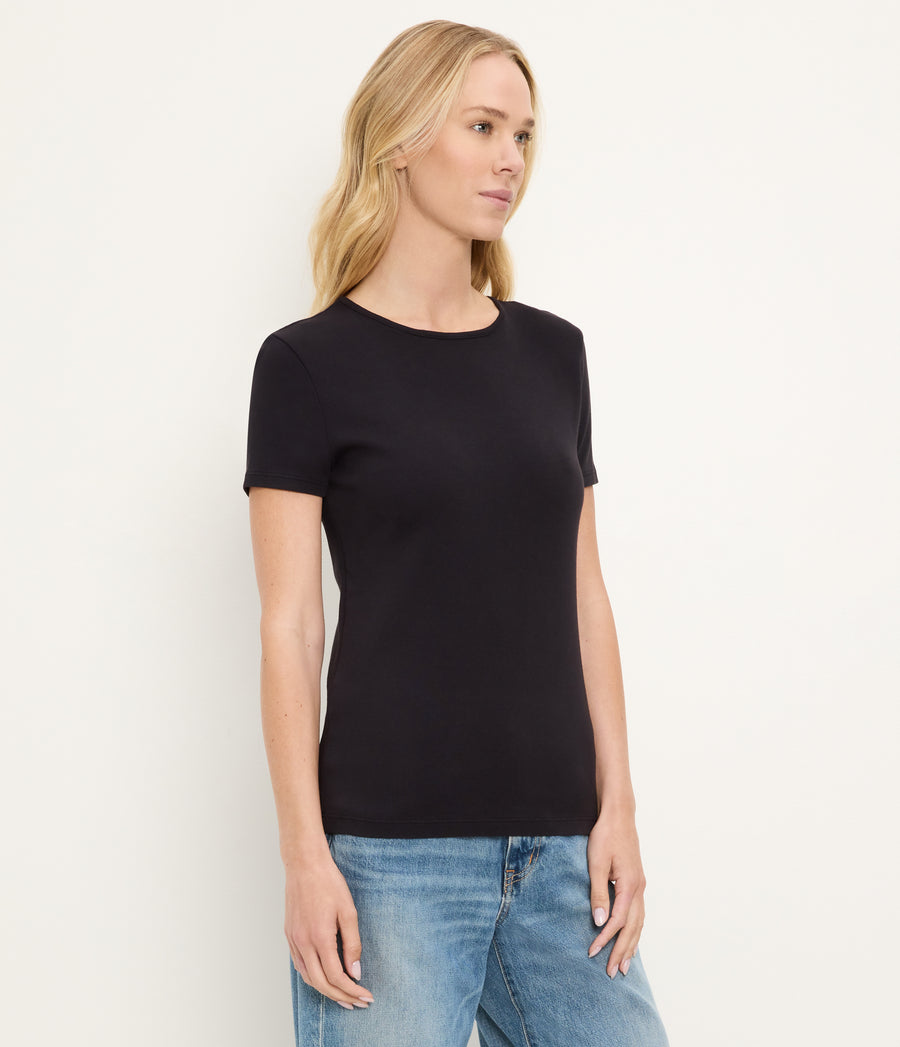 Haley Crewneck Tee in Black Side View #BLACK