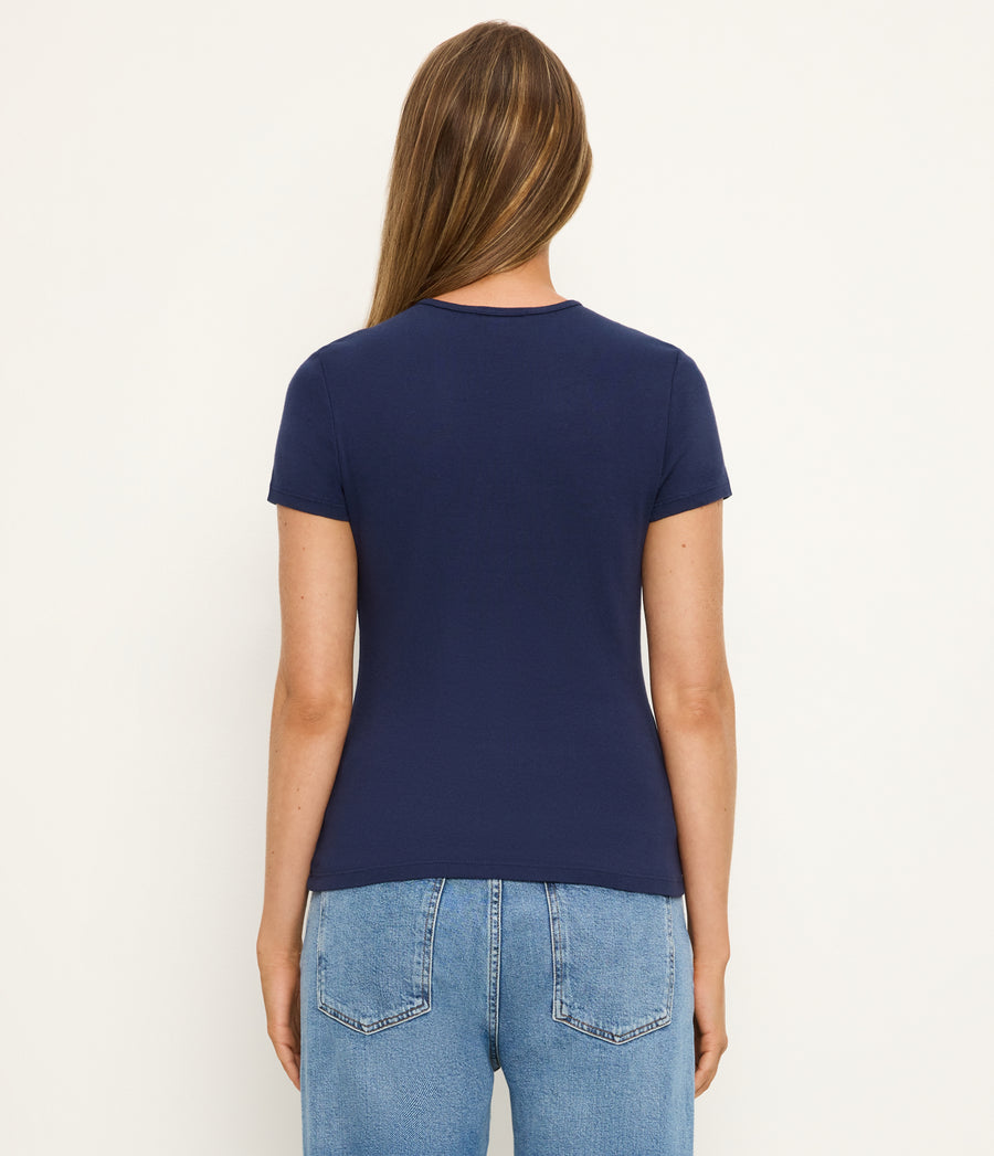 Haley Crewneck Tee in Nocturnal Blue Back View  #NOCTURNAL