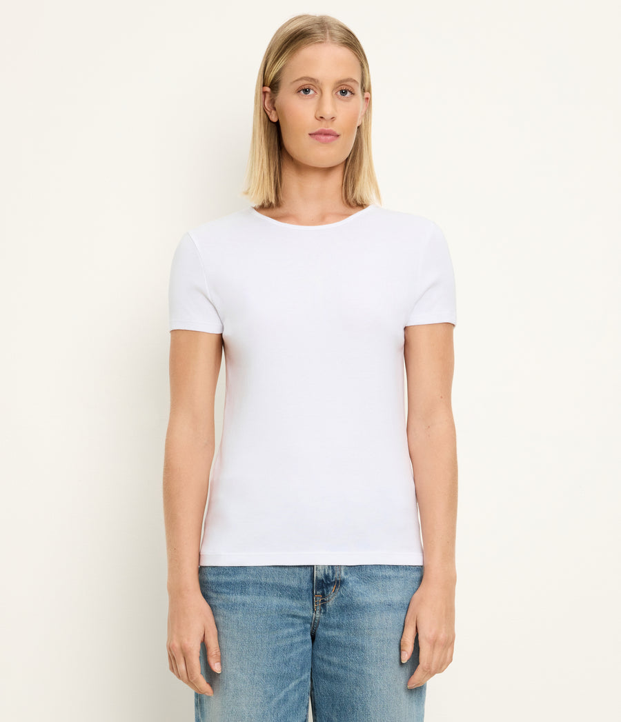 Haley Crewneck Tee in White Full Body View #WHITE