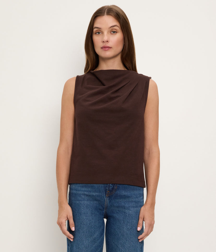 AMIRA ASYM PLEATED TOP JAVA / XL #JAVA