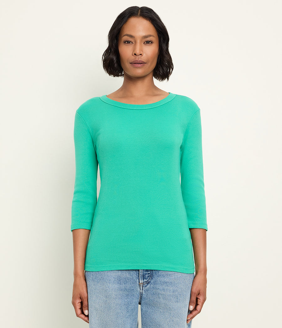 Dot 3/4 Sleeve Tee in MALDIVES Green Side View #MALDIVES