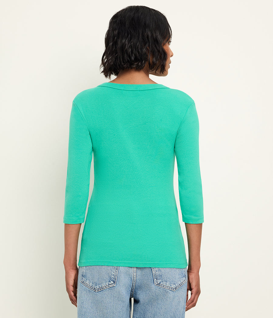 Dot 3/4 Sleeve Tee in MALDIVES Green Back View #MALDIVES