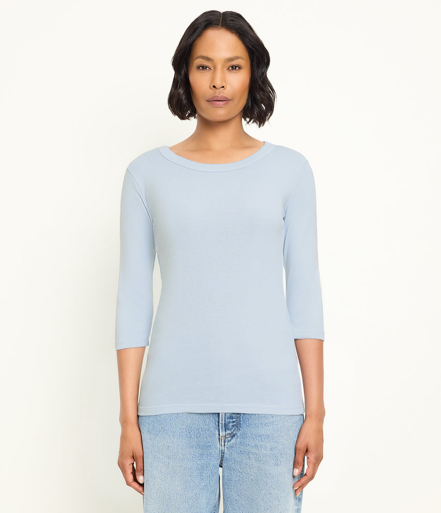 Dot 3/4 Sleeve Tee in SPLASH Blue Full Body View #SPLASH