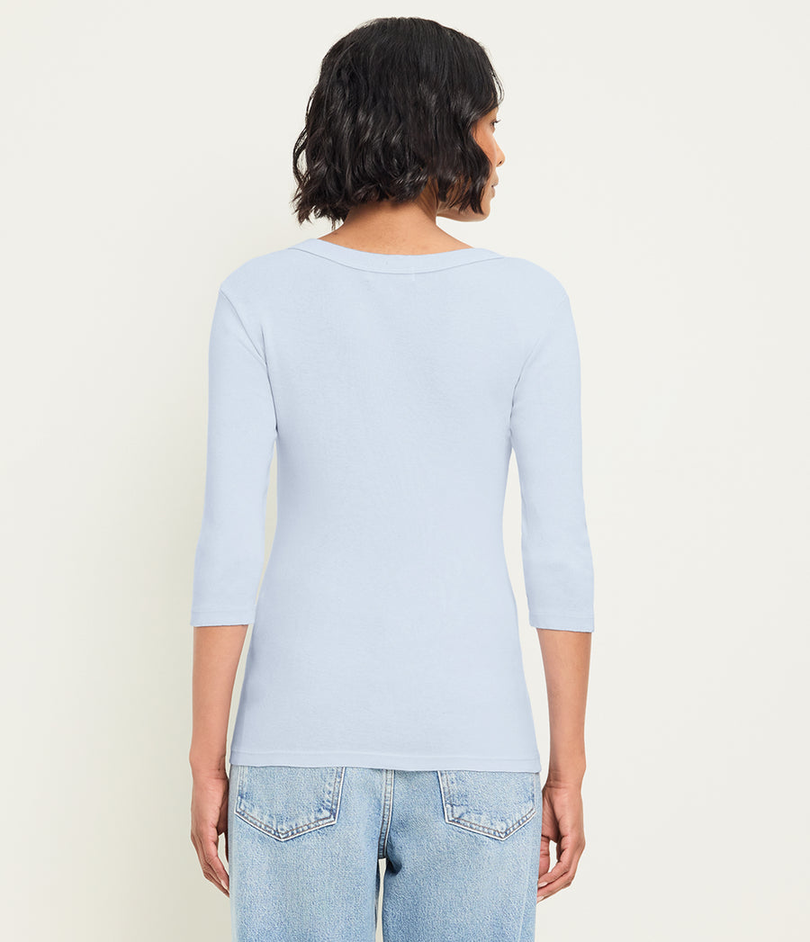 Dot 3/4 Sleeve Tee in SPLASH Blue  Back View #SPLASH
