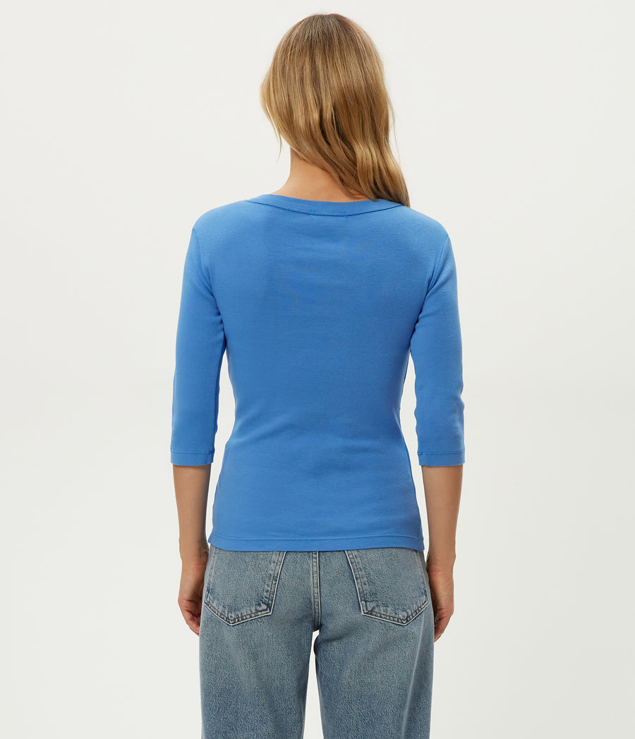 Dot 3/4 Sleeve Tee in BABY BLUE Blue Back View #BLUE RIBBON
