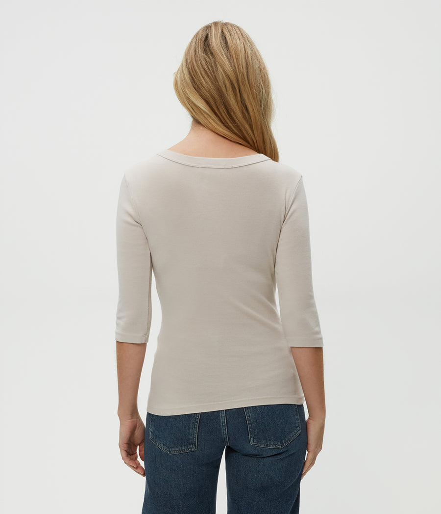 Dot 3/4 Sleeve Tee in Cement  Back View #CEMENT