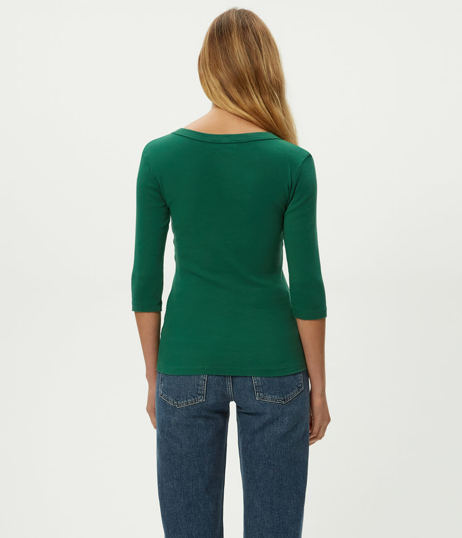 Dot 3/4 Sleeve Tee in Emerald GREEN Back View #EMERALD
