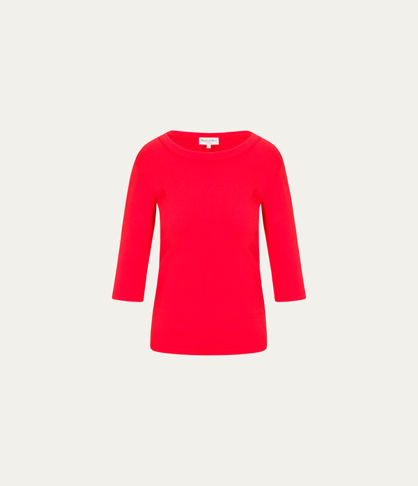 Dot 3/4 Sleeve Tee in SAMBA RED Close up View #SAMBA