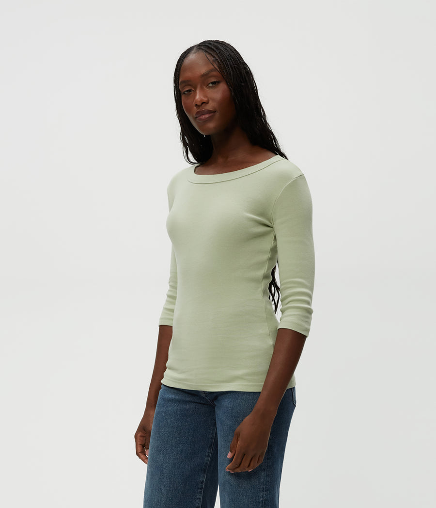 Dot 3/4 Sleeve Tee in Seacrest Green Side View #SEACREST