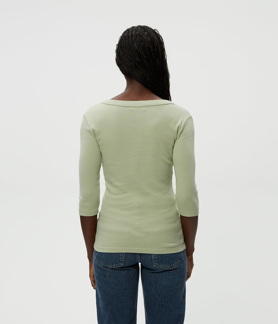 Dot 3/4 Sleeve Tee in Seacrest Green Back View #SEACREST