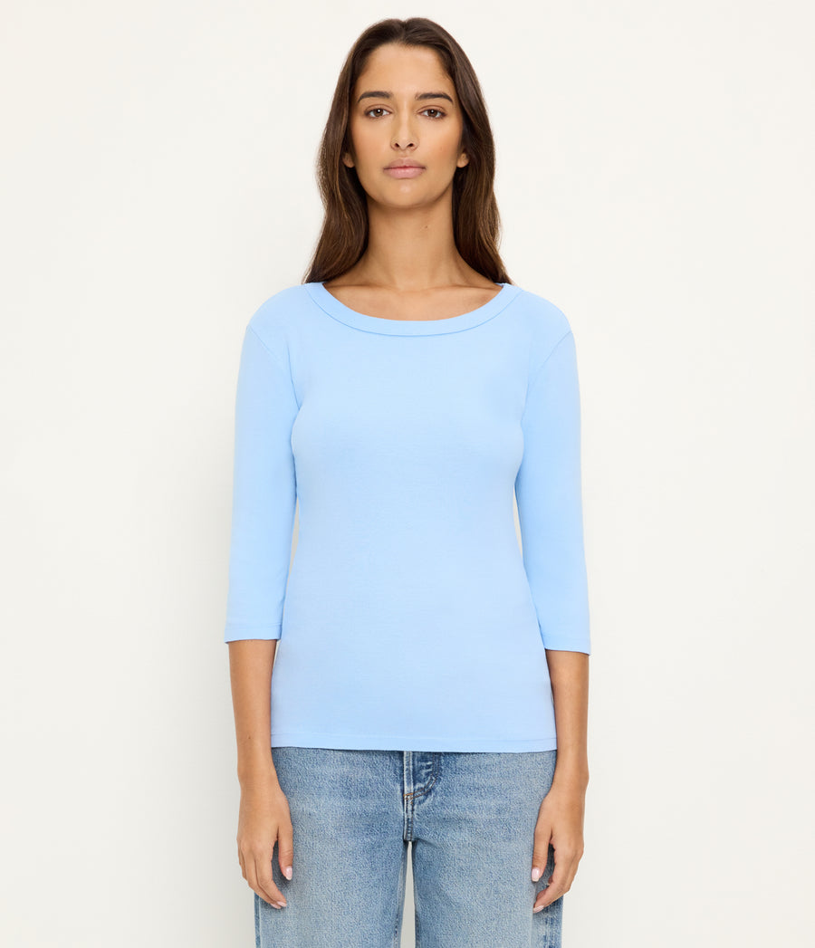Dot 3/4 Sleeve Tee in SKY Blue Full Body View #SKY