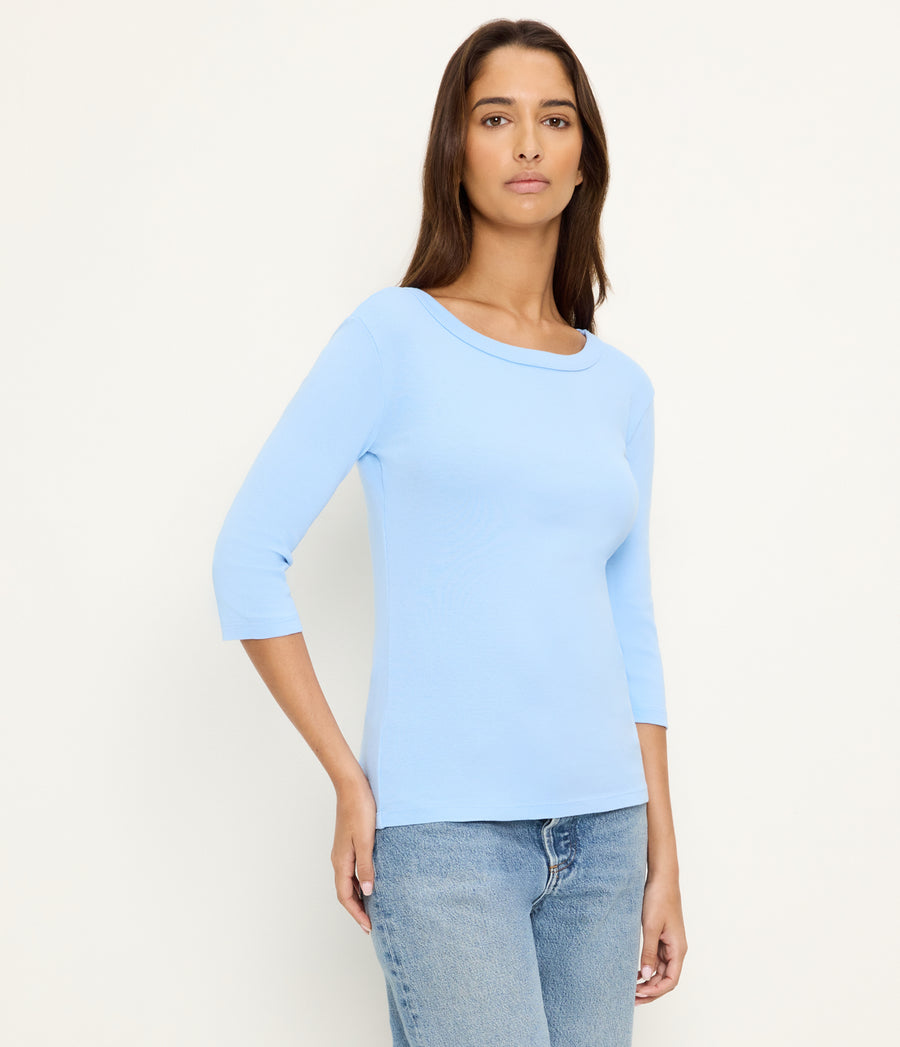 Dot 3/4 Sleeve Tee in SKY Blue Side View #SKY