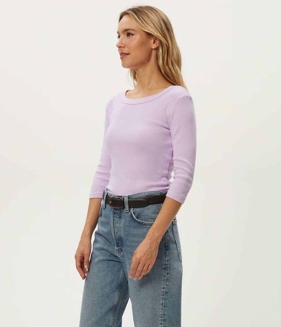 Dot 3/4 Sleeve Tee in WHIMSY PURPLE Side View WHIMSY