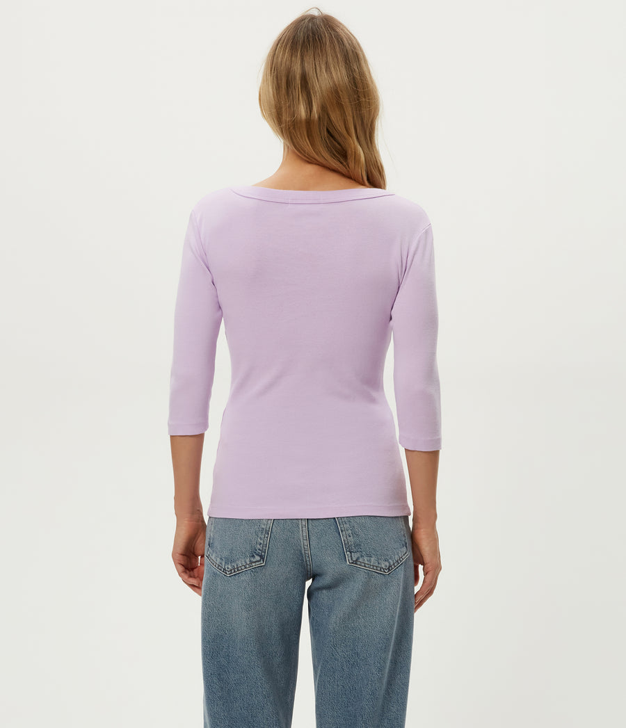 Dot 3/4 Sleeve Tee in WHIMSY PURPLE Back View #WHIMSY