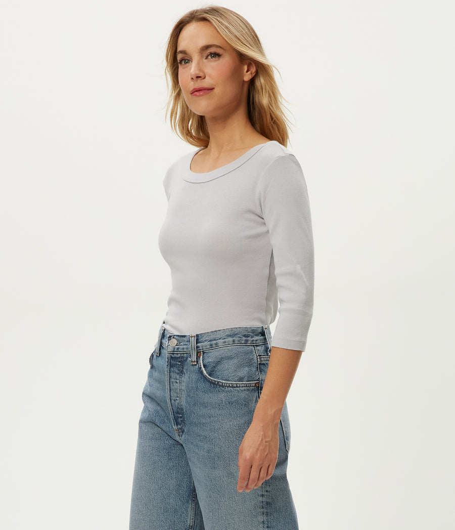 Dot 3/4 Sleeve Tee in ZINC Grey Side View #ZINC