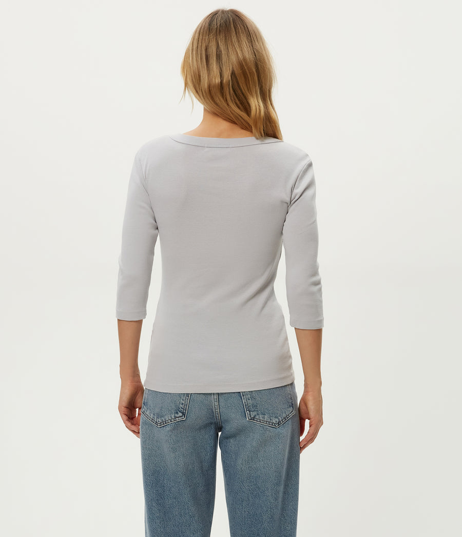 Dot 3/4 Sleeve Tee in ZINC Grey Back View #ZINC