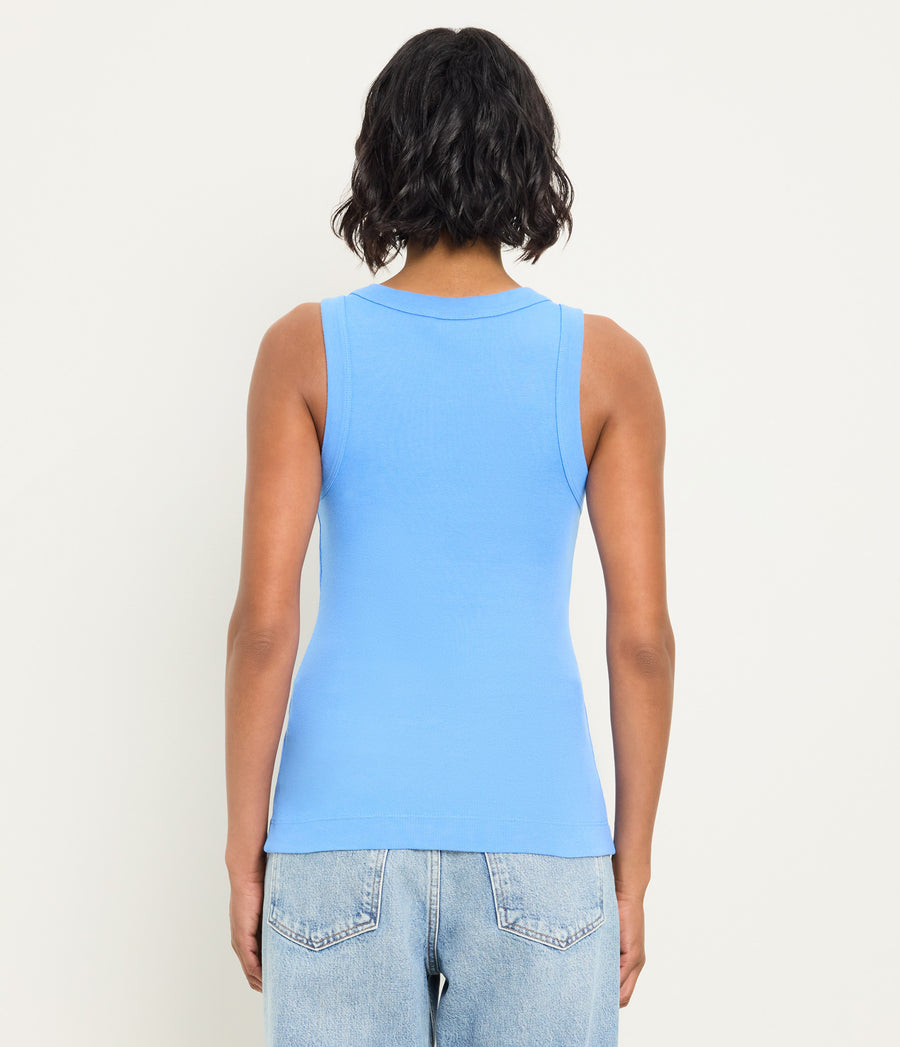 Maya V-Neck Tank in BABY BLUE Blue Back View #BLUE RIBBON