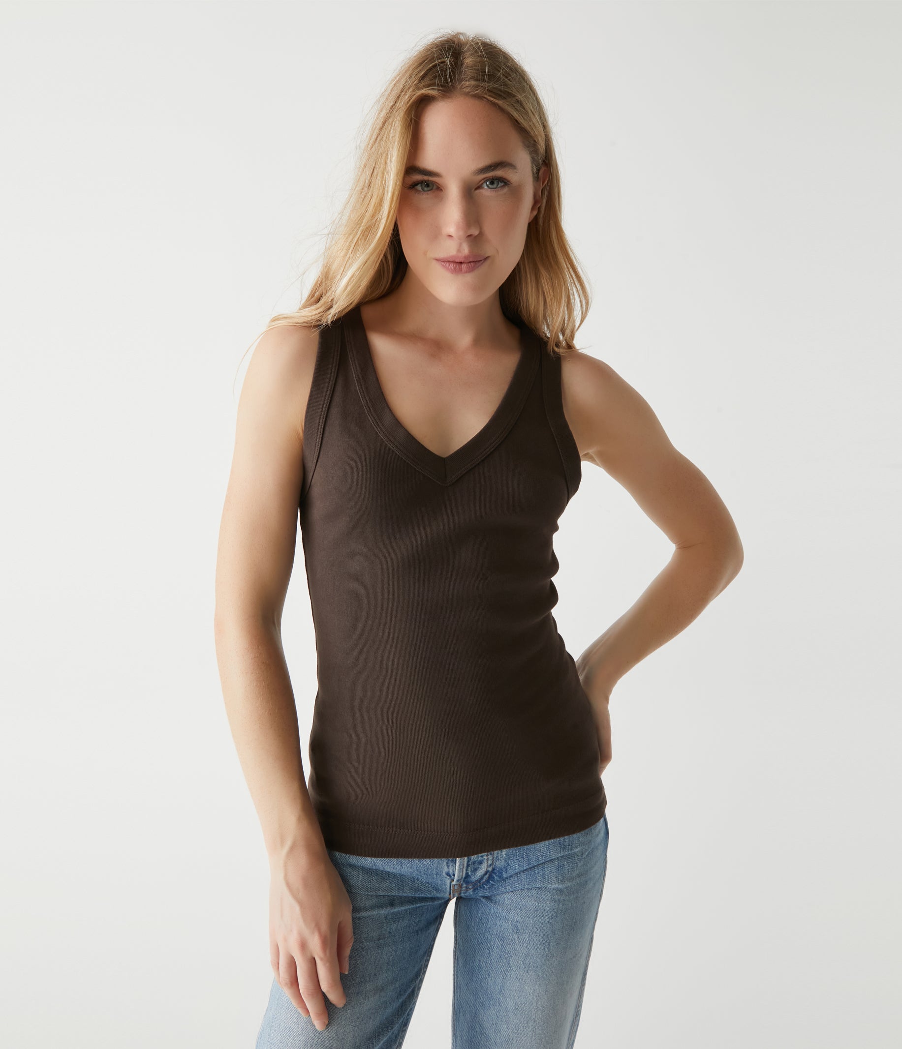 (取寄) マイケル スターズ レディース パロマ ワイド バインディング タンク Michael Stars women Paloma Wide Binding Tank Espresso Michael Stars Women's Paloma Wide Binding Tank, Espresso at