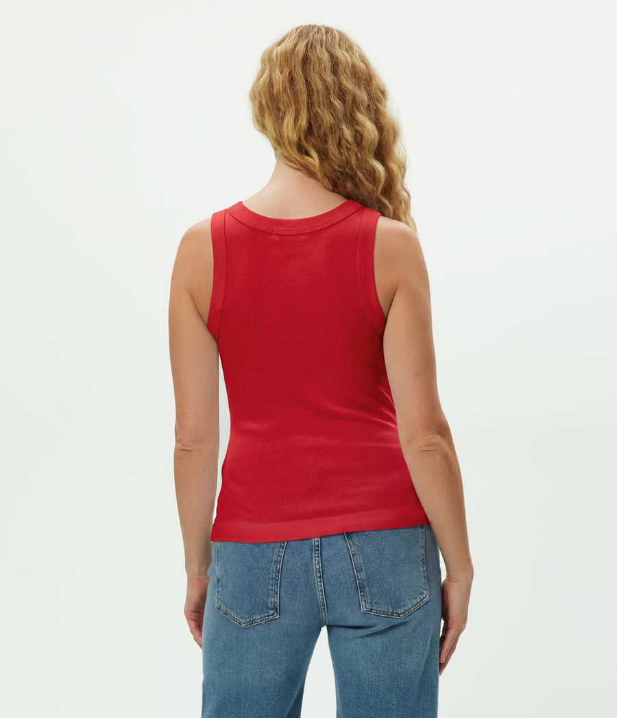 Maya V-Neck Tank in LACQUER RED Back View #LACQUER