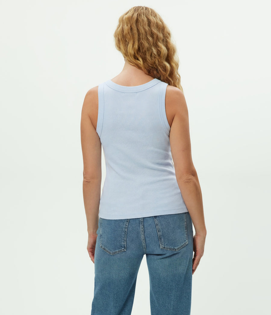 Maya V-Neck Tank in SPLASH Blue  Back View #SPLASH