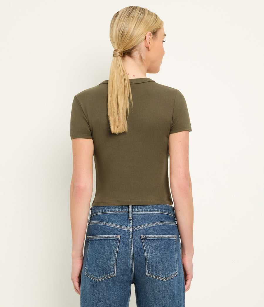 Mimi Cropped Tee in TOPIARY GREEN Back View #TOPIARY