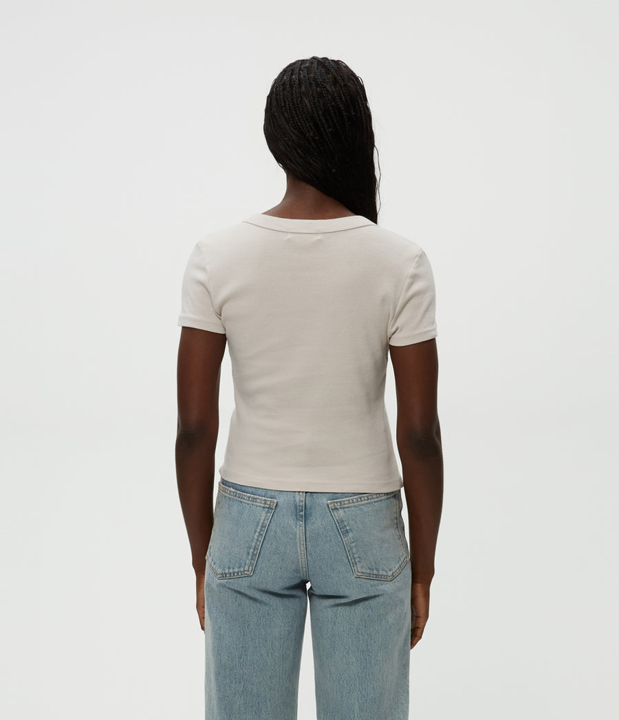 Mimi Cropped Tee in Cement  Back View #CEMENT