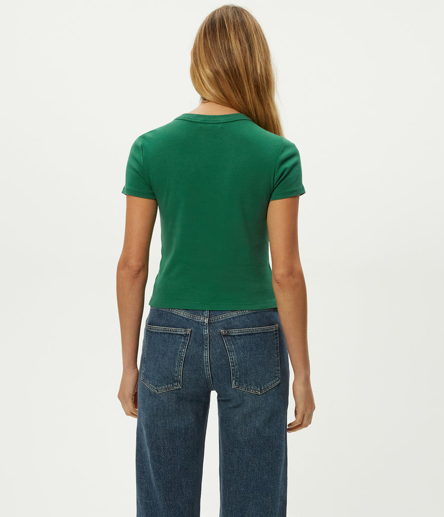 Mimi Cropped Tee in Emerald GREEN Back View #EMERALD