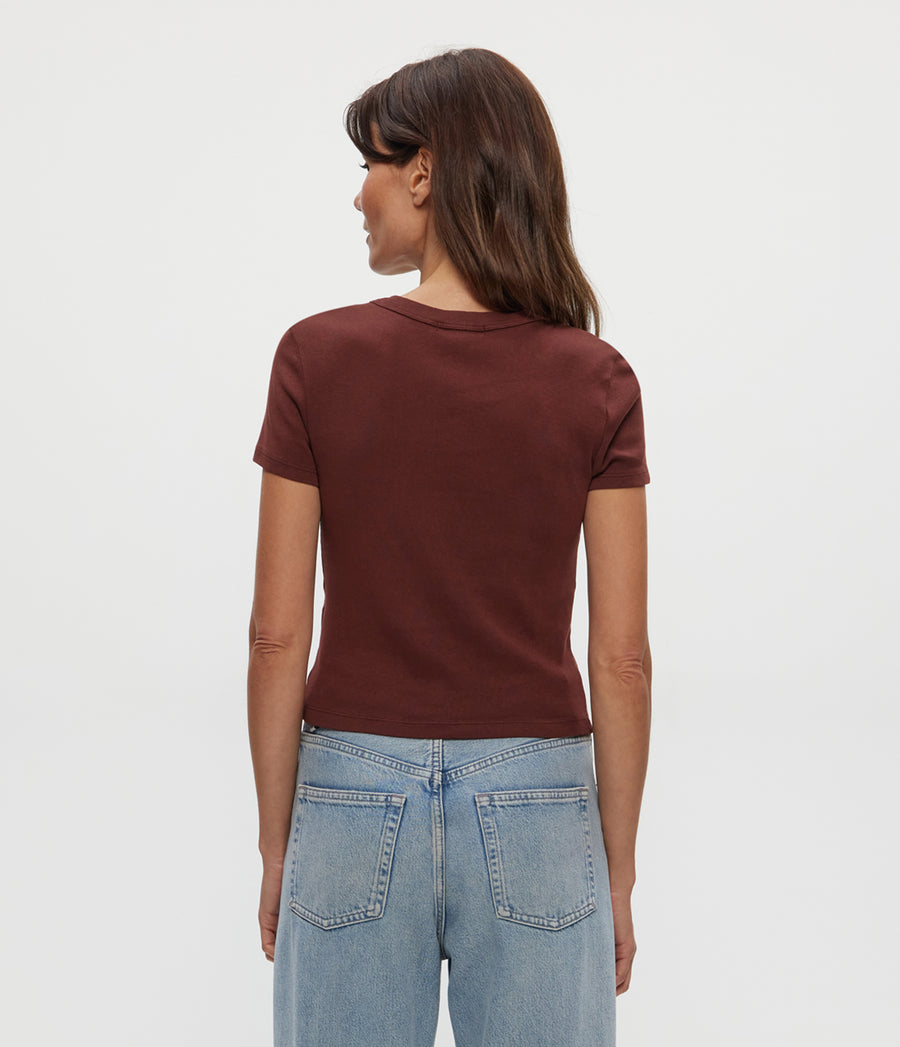 Mimi Cropped Tee in ESPRESSO Brown Back View #ESPRESSO