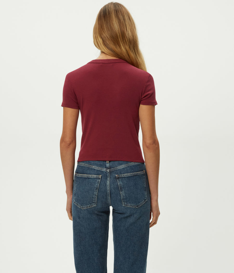 Mimi Cropped Tee in Garnet Red Back View #GARNET