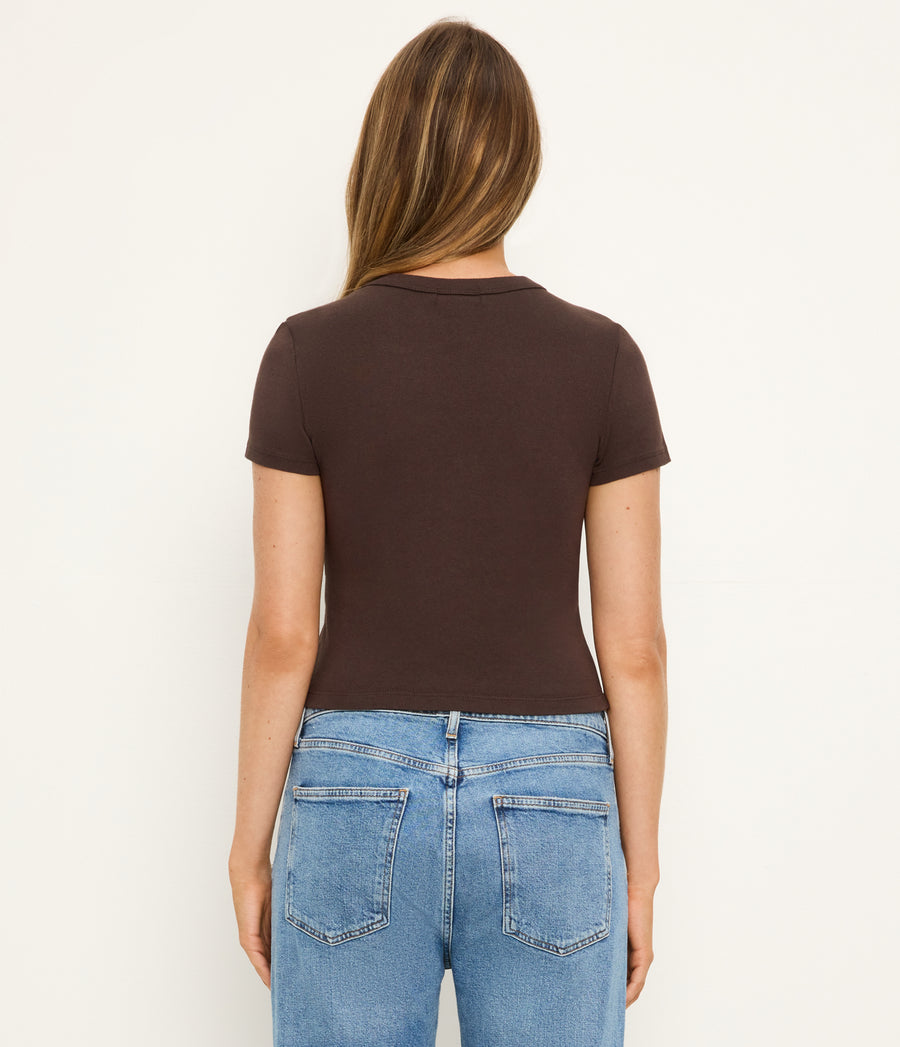 Mimi Cropped Tee in Java Brown Back View #JAVA