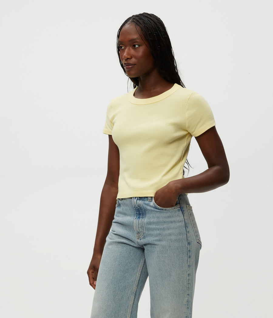 Mimi Cropped Tee in Lemonade Yellow Side View #LEMONADE