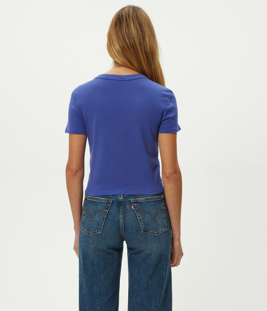 Mimi Cropped Tee in Lapis Blue Back View #LAPIS