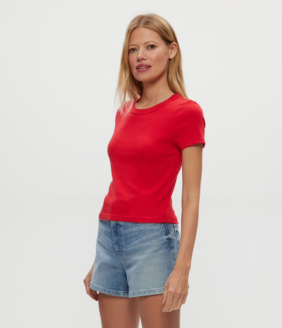 Mimi Cropped Tee in Rumba Red Side View #RUMBA