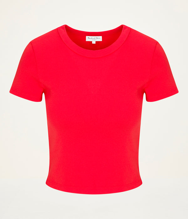 Mimi Cropped Tee in SAMBA RED Close up View #SAMBA