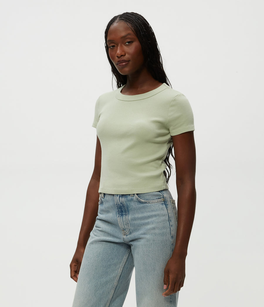 Mimi Cropped Tee in Seacrest Green Side View #SEACREST