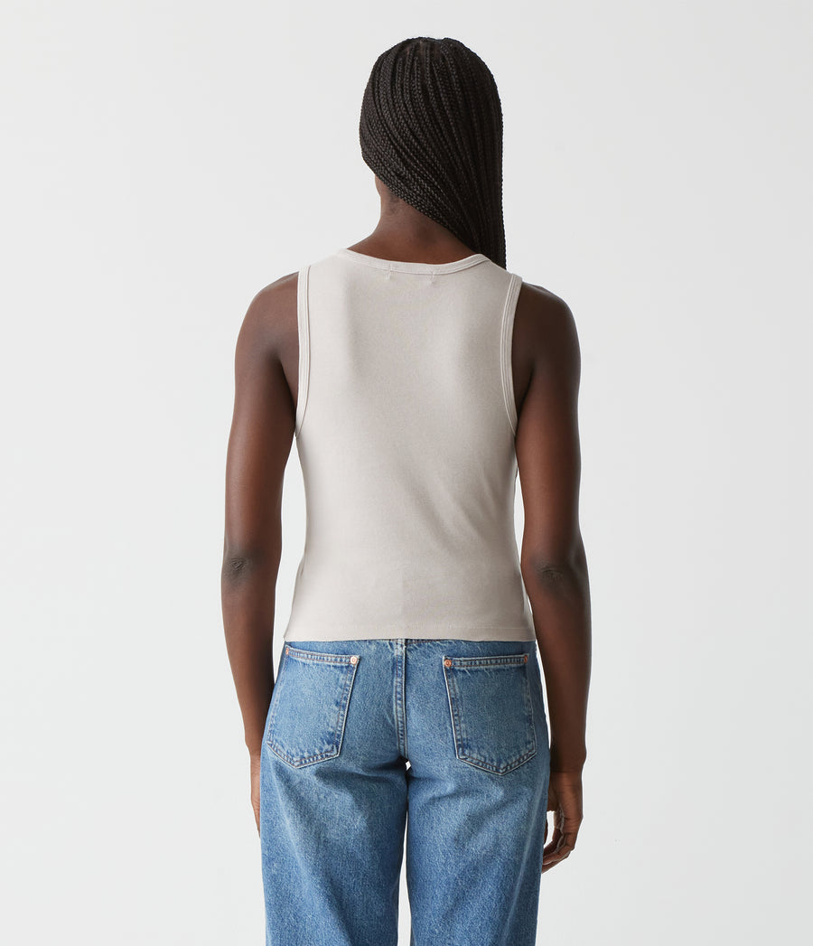 Kendall Cropped Tank in Cement Beige Back View #CEMENT