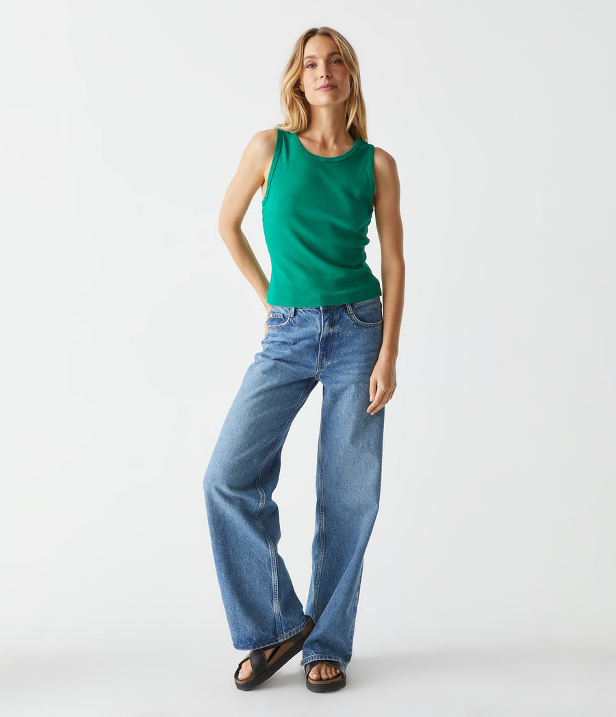 Kendall Cropped Tank in Kelly Green Full Body View #KELLY