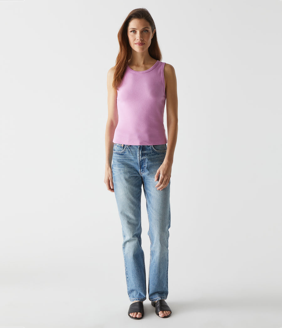 Kendall Cropped Tank in Smoothie Pink Full Body View #SMOOTHIE