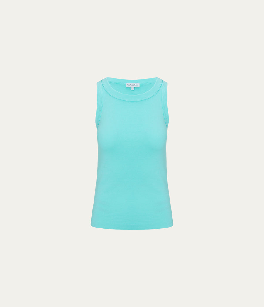 Paloma Tank  in ARUBA BLUE GREEN Orange Close up View #ARUBA