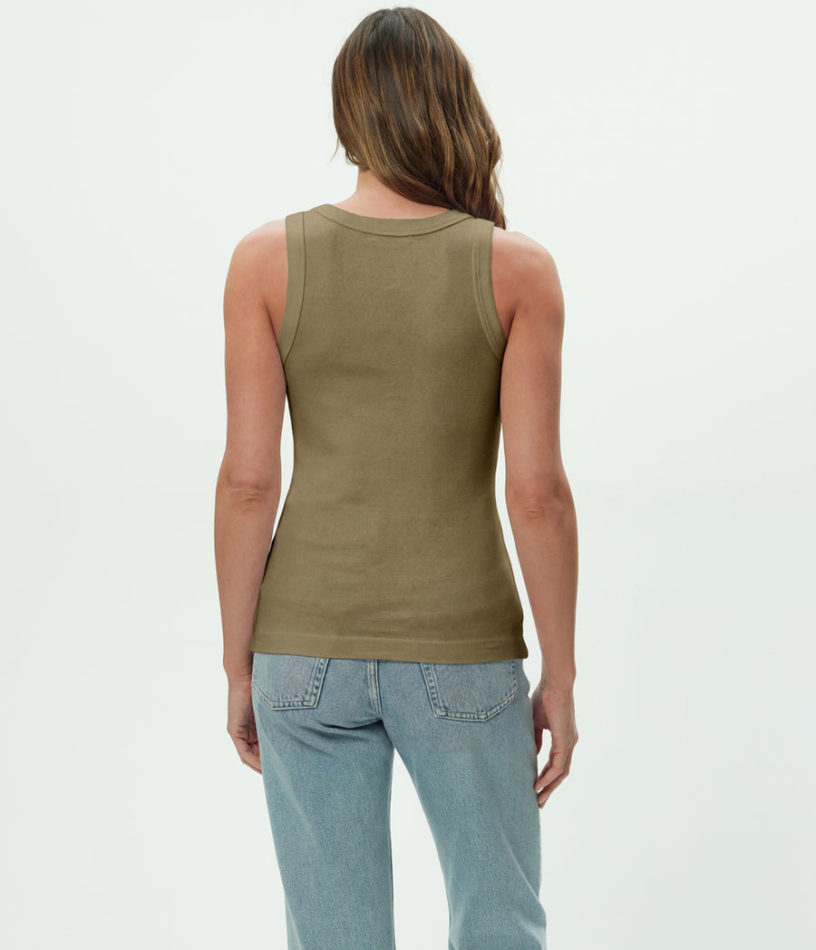 Paloma Tank in CAPER Green Back View #CAPER