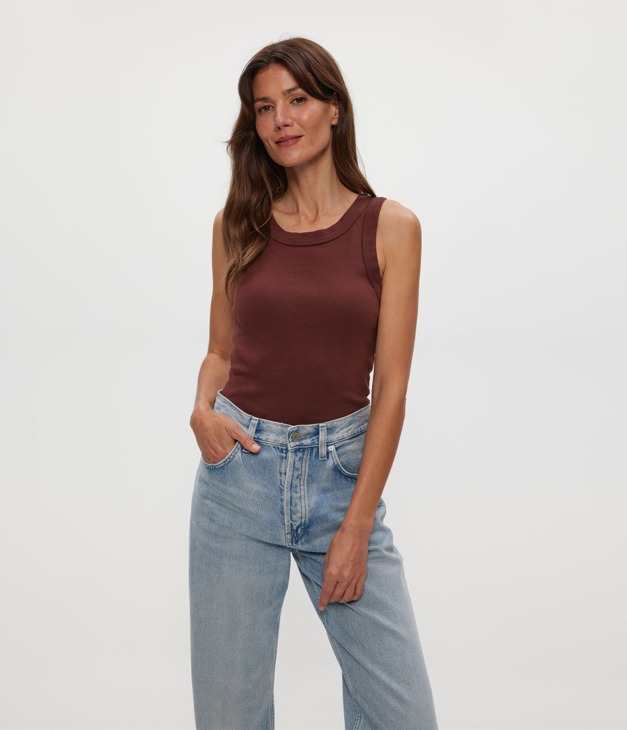 Paloma Tank in ESPRESSO Brown Close Up View #ESPRESSO