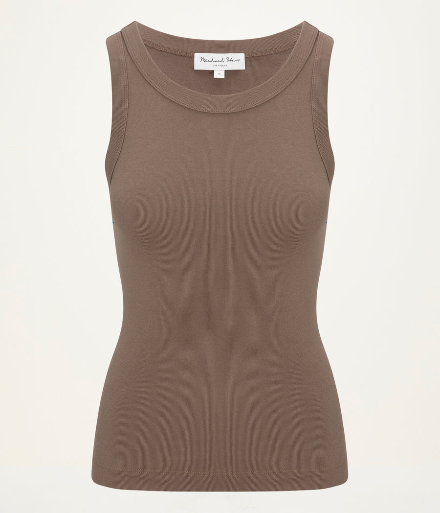 Paloma Tank  in QUICKSAND Brown Close up View #QUICKSAND