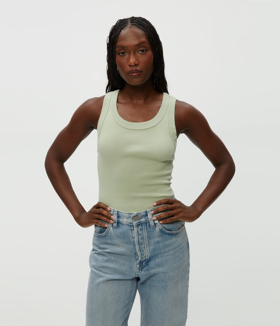 Paloma Tank in Seacrest Green Close Up View #SEACREST