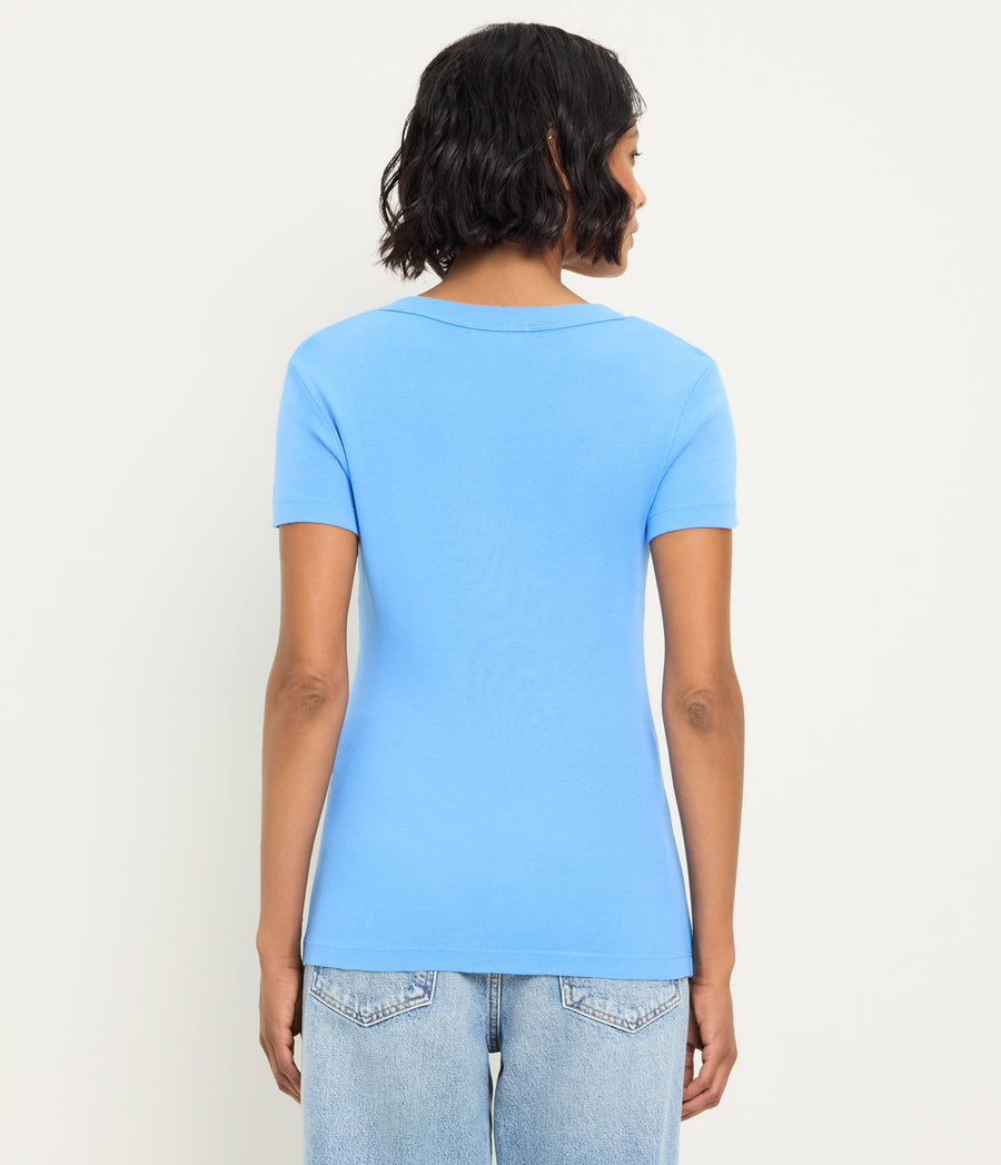 Nikki V-Neck Tee in BABY BLUE Blue Back View #BLUE RIBBON