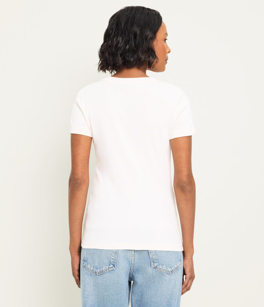 Nikki V-Neck Tee in Chalk White Back View #CHALK